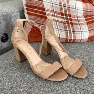 Kelly & Katie Nude Block Heel Sandals